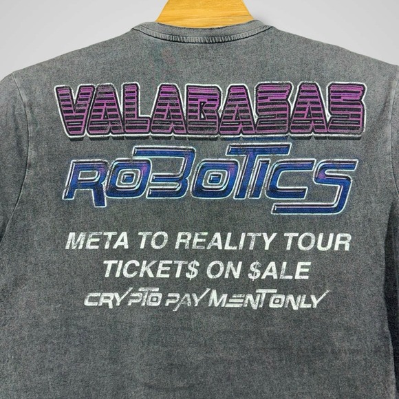 Valabasas Tee Robotics Tour Vintage Black XXL Burnout Graphic Embellished Meta - Picture 5 of 13